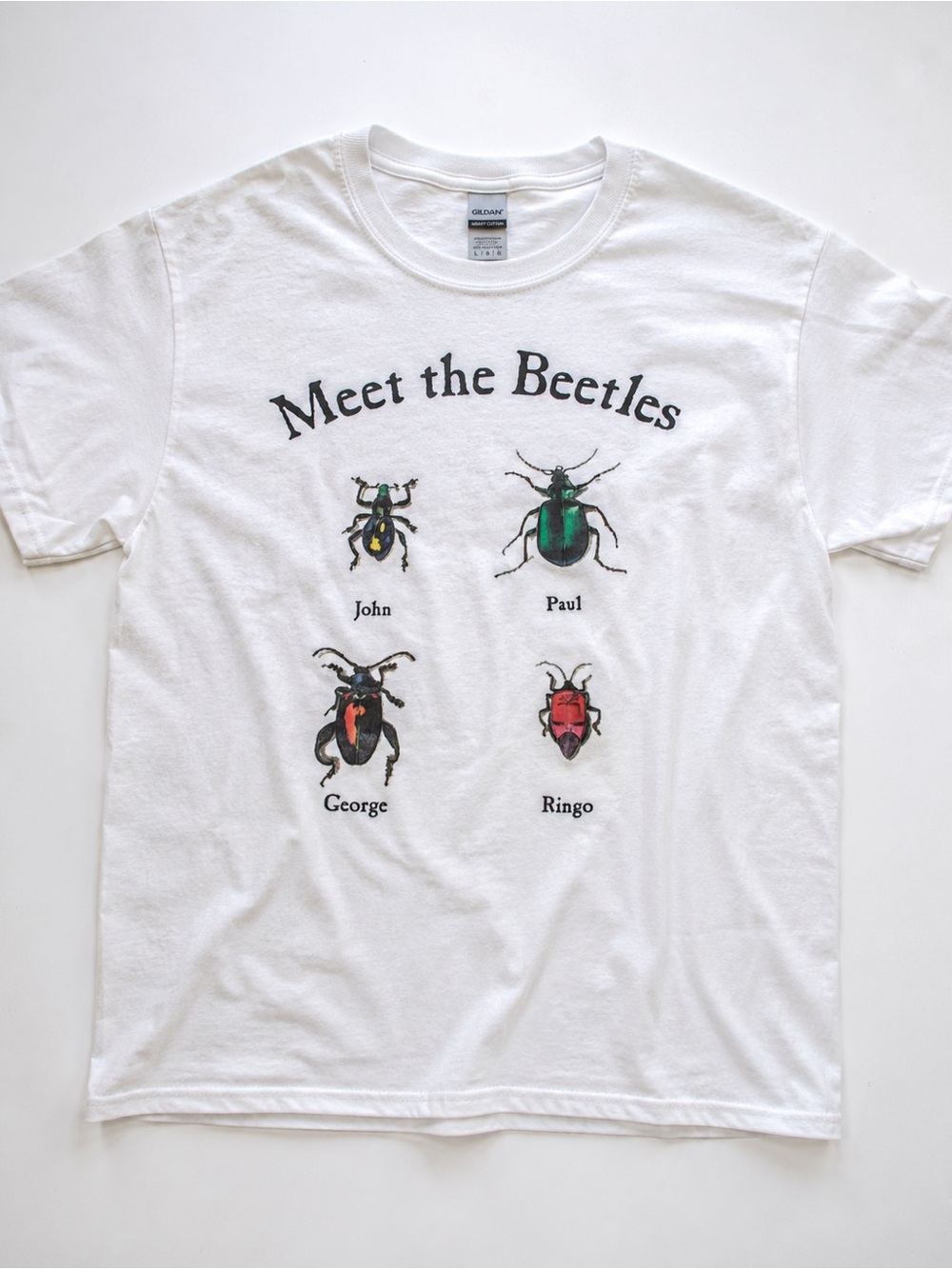 Gildan White Crewneck T‑Shirt with Black Front Print
